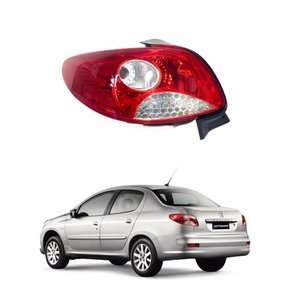 Lanterna Peugeot 207 Sedan 2009 Até 2015 Bicolor Cristal Grade da Ré Cromada Lado Esquerdo Motorista