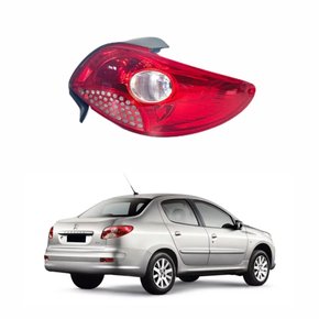 Lanterna Peugeot 207 Sedan 2009 Até 2015 Bicolor Cristal Grade da Ré Vermelha Lado Direito Passageiro