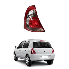 Lanterna Renault Clio 2013 Até 2016 Bicolor Cristal Carcaça Vermelha Lado Esquerdo Motorista