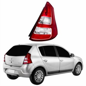 Lanterna Traseira Renault Sandero 2012 2013 2014 Bicolor Com Friso Cromado Lado Direito Passageiro