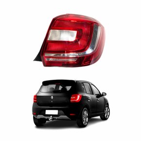 Lanterna Renault Sandero 2015 Até 2019 Bicolor Vermelha Cristal Lado Direito Passageiro