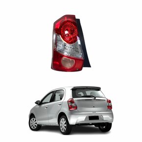 Lanterna Toyota Etios Hatch 2013 Até 2016 Bicolor Cristal com Ré Rosa Com Furo de Neblina Lado Esquerdo Motorista