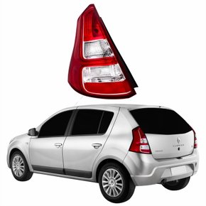 Lanterna Traseira Renault Sandero 2012 2013 2014 Bicolor Com Friso Cromado Lado Esquerdo Motorista