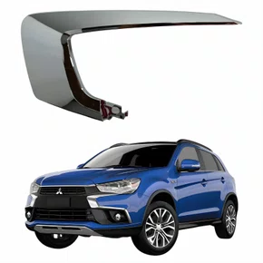 Moldura Parachoque Dianteiro Mitsubishi Asx 2017 Até 2022 Superior Cromado Lado Esquerdo Motorista