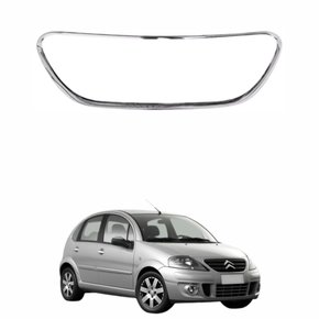Moldura Grade Parachoque Citroen C3 2008 2009 2010 2011 2012 Dianteira Cromada