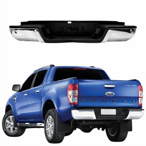 Parachoque Traseiro Ford Ranger 2013 Até 2022 Cromado Com Furo