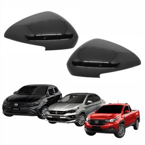 Par de Capa Retrovisor Fiat Argo Cronos Strada 2017 Até 2023 Com Furo
