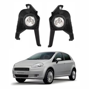Par de Farol Auxiliar de Milha Fiat Punto 2007 Até 2012 Com Suporte