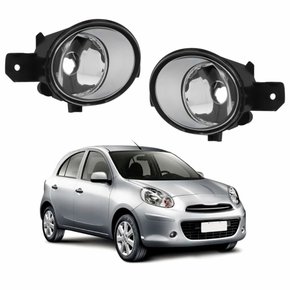 Par de Farol Auxiliar De Milha Nissan March 2011 Até 2017 Lente de Vidro