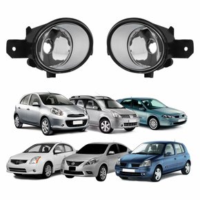 Par de Farol Auxiliar De Milha Renault Laguna Clio 2001 Até 2012 Nissan Livina Sentra March Versa 2007 Até 2018