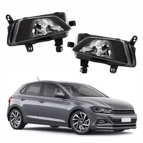 Par de Farol Auxiliar de Milha Vw Polo 2017 Até 2022 Máscara Preta