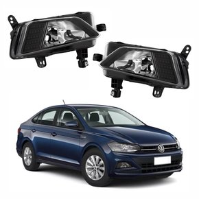 Par de Farol Auxiliar de Milha Vw Virtus 2017 Até 2022 Máscara Preta