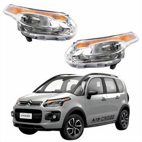 Par de Farol Citroen Aircross 2011 Até 2015 Cromado Depo