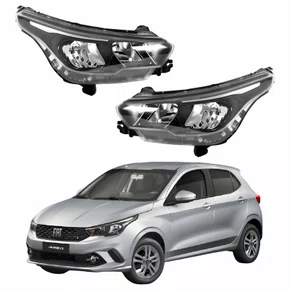 Par de Farol Fiat Argo 2016 Até 2024 Máscara Negra Sem Led