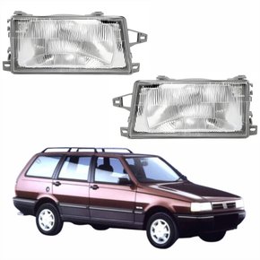Par de Farol Fiat Elba 1991 Até 1996 Lente De Vidro