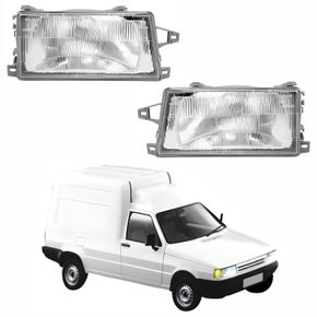Par de Farol Fiat Fiorino 1991 Até 2003 Lente De Vidro