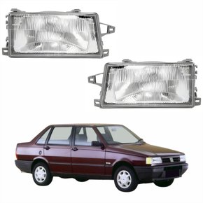 Par de Farol Fiat Prêmio 1991 Até 1996 Lente De Vidro