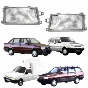 Par de Farol Fiat Uno Fiorino Elba Prêmio 1991 Até 2003 Lente De Vidro