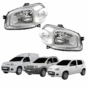 Par Farol Fiat Uno Way Vivace 2010 Até 2014 Fiorino 2014 Até 2019 Máscara Cromada