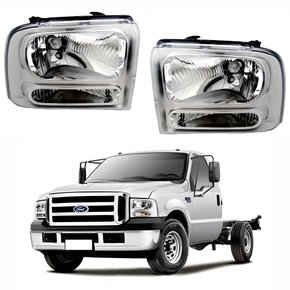 Par de Farol Ford F250 2007 Até 2011 Máscara Cromada