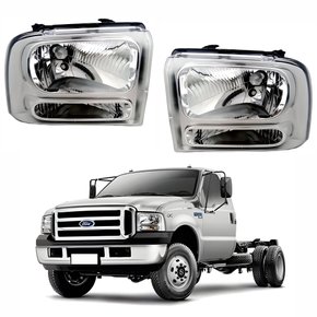 Par de Farol Ford F4000 2007 Até 2011 Máscara Cromada
