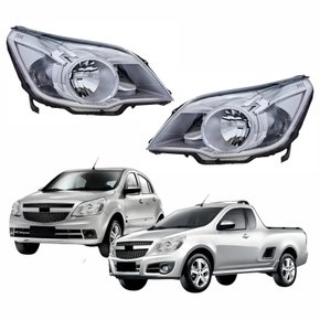 Par de Farol Gm Agile Montana 2009 Até 2013 Máscara Cromada