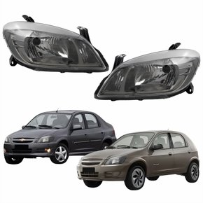 Par de Farol Gm Celta Prisma 2012 Até 2014 Cromomix