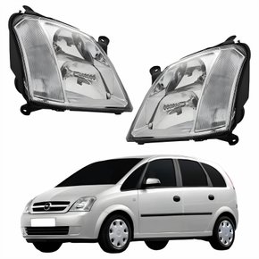 Par Farol Principal Gm Meriva 2003 Até 2012 Foco Duplo Máscara Cromada
