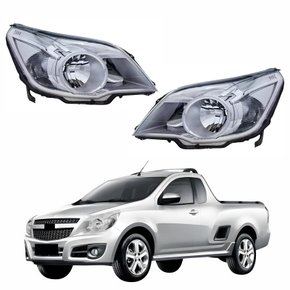 Par de Farol Gm Montana 2009 Até 2013 Máscara Cromada