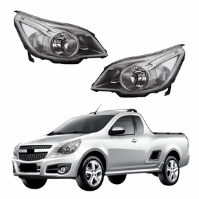 Par de Farol Gm Montana 2010 Até 2021 Máscara Cromomix