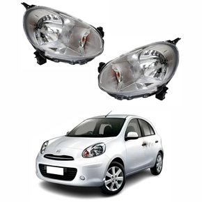 Par de Farol Nissan March 2011 Até 2014