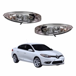 Par de Farol Renault Fluence 2010 Até 2018 Máscara Cromada Sem Projetor