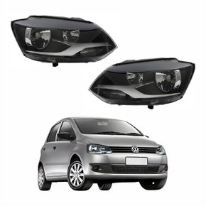 Par de Farol Vw Fox 2011 Até 2014 Máscara Negra