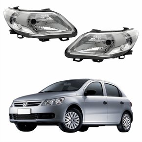 Par de Farol Vw Gol G5 2008 Até 2012 Máscara Cromada