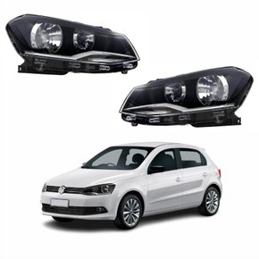Par de Farol Vw Gol G6 2013 Até 2016 Foco Duplo Máscara Negra