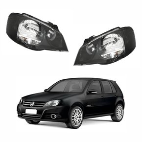 Par de Farol Vw Golf 2007 Até 2014 Máscara Negra