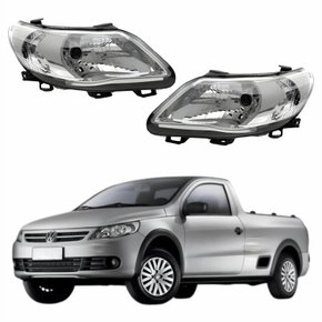 Par de Farol Vw Saveiro G5 2008 Até 2013 Original Arteb Máscara Cromada