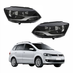 Par de Farol Vw Spacefox 2011 Até 2014 Máscara Negra