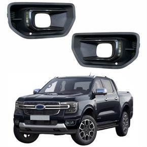 Par de Grade Parachoque Ford Ranger 2024 2025 Com Furo Com Moldura Preta