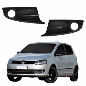 Par de Grade Parachoque Vw Fox 2011 Até 2014 Com Furo Com Friso Cromado