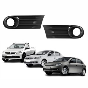 Par de Grade Parachoque Vw Gol Voyage Saveiro G5 2009 Até 2013 Com Furo Preta