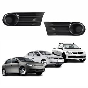 Par de Grade Parachoque Vw Gol Voyage Saveiro G5 2009 Até 2013 Sem Furo Preta