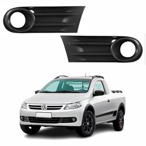 Par de Grade Parachoque Vw Saveiro G5 2010 Até 2013 Com Furo Preta