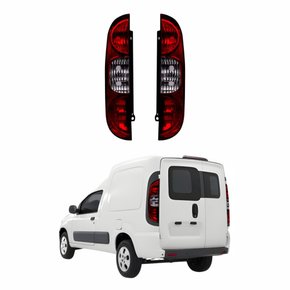 Par de Lanterna Fiat Fiorino 2014 Até 2020 Bicolor Fumê 3 Furos