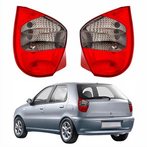 Par de Lanterna Fiat Palio G2 2001 Até 2004 Fumê Carcaça Vermelha