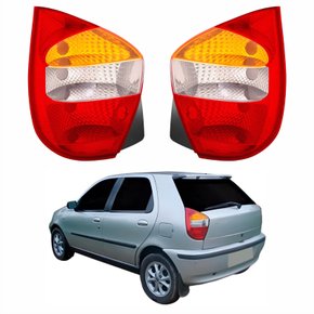 Par de Lanterna Fiat Palio G2 2001 Até 2004 Tricolor Carcaça Preta