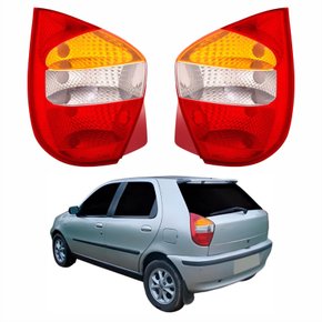 Par de Lanterna Fiat Palio G2 2001 Até 2004 Tricolor Carcaça Vermelha