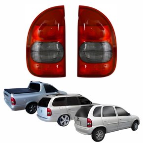 Par de Lanterna Gm Corsa Hatch Pickup Wagon 2000 Até 2003 Fumê 04 Portas