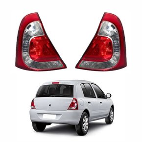 Par de Lanterna Renault Clio 2013 Até 2016 Bicolor Cristal Carcaça Preta