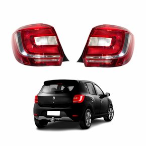 Par de Lanterna Renault Sandero 2015 Até 2019 Bicolor Vermelha Cristal
